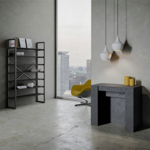 Tavolo consolle antracite allungabile fino a 296 cm. Tavoli consolle allungabili con quattro prolunghe in legno, ideali in cucina e sala da pranzo.