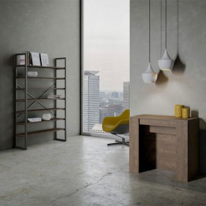 Tavolo consolle noce allungabile fino a 296 cm. Tavoli consolle allungabili con quattro prolunghe in legno, ideali in cucina e sala da pranzo.