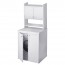 Mobile bagno sopralavatrice in resina. Mobili lavanderia bianco in PVC con pensile a 2 ante e ripiano a giorno, dimensioni H79x65x26 cm