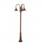 Lampada palo alto tre luci E27, lampione per giardino 3 lampadine colore ruggine. Lampade pali da esterno della linea lampara.