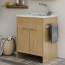 Kit mobile lavatoio di colore frassino in PVC antiacido, misure 60x50x85H cm. Lavatoio lavanderia con vasca lavaggio in polipropilene, ideale anche per l'esterno. 