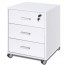 Cassettiera scrivania ufficio con 3 cassetti bianco fiammato. Cassettiere scrivanie in legno per arredamento camerette con serratura e ruote. 