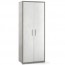 Armadio mobile multiuso con 4 ripiani. Armadi ufficio cemento con 2 ante bianco ossido, misure 182x71x41 cm.