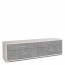 Mobile porta TV soggiorno con cassetto. Cassettiera ufficio basso bianco ossido con 4 cassetti cemento, misure 179x47x50 cm.