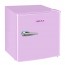 Frigorifero da tavolo Akai rosa anni 50 con monoporta. Frigoriferi sottotavolo vintage 50 litri con freezer congelatore.