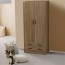 Armadio guardaroba cameretta due ante con 2 cassetti in legno. Armadi per camerette con doppia anta e cassettiera di colore noce