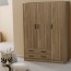 Armadio guardaroba camera da letto tre ante con 2 cassetti in legno. Armadi per cameretta con cassettiera di colore noce