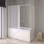 Box vasca scorrevole angolare in PVC stabilizzato bianco. Cabina sopra vasca da bagno a soffietto con binario metrato, altezza 150 cm estensibilità cm 170÷70 cm.