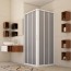 Box doccia angolare a soffietto con profili in PVC  da 1,2 mm. Cabina docce bagno con estensione regolabile, dimensioni 80x100x185h cm.