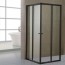 Box doccia angolare altezza 185 cm. Cabina docce bagno con cristallo trasparente 6 mm e profilo in alluminio nero opaco, dimensioni 70x90 cm