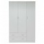 Armadio guardaroba cameretta in legno con tre ante e due cassetti. Armadi per camerette bianco frassino con tripla anta e cassettiera, 