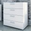 Cassettiera bianca con 4 cassetti in legno nobilitato. Cassettiere settimino ideale per ufficio e camera da letto, dimensioni 70x40x82h cm.