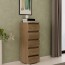 Cassettiera noce naturale con 5 cassetti in legno nobilitato. Mobile settimino ideale per camerette e camera da letto