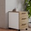 Cassettiera scrivania ufficio in legno 3 cassetti noce naturale con serratura e ruote. Cassettiere scrivanie per arredamento camerette con rotelle e chiave.