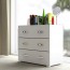 Cassettiera cameretta bianco frassinato con 3 cassetti in legno nobilitato. Mobile settimino ideale per camerette e camera da letto, dimensioni 91x45x81h cm.