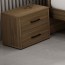 Comodino moderno noce con due cassetti per la cameretta bambini, comodini in legno ideali in camera da letto.