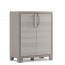 Armadio tuttopiani da esterno beige con 2 ripiani regolabili. Armadietto multiuso da giardino dotato di chiusura lucchettabile, misure H100x80x44 