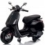 Vespa per bambini elettrica Piaggio nere con batteria 12 volt, scooter elettrico per bambino con rotelle e sedile.