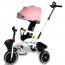 Triciclo rosa per bambina con parasole e cestino portaoggetti. Tricicli passeggino per bambine con maniglione, sedile girevole e tre ruote.