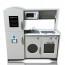 Cucina in legno silver per bambine, cucine giocattolo argento per bambini con elettrodomestici finti.