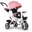 Triciclo passeggino rosa per bambina con cappottina. Tricicli passeggini a pedali per bambine con maniglione e sedile Girevole 180°.