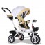 Triciclo passeggino bianco con cappottina per bambino. Tricicli passeggini a pedali per bambini con maniglione e sedile Girevole 180°.