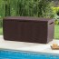 Box Keter da giardino in resina marrone. Baule porta attrezzi rinforzato, ideale per riporre accessori per la piscina o per qualsiasi esigenza in giardino.