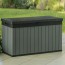 Box Keter da giardino verde in resina. Baule porta attrezzi rinforzato, ideale per riporre accessori per la piscina o per qualsiasi esigenza in giardino.