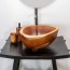 Lavandini da appoggio in radice di teak, lavandino bagno in legno ad alto spessore. 