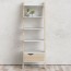 Mobile libreria scaletta a muro bianca e rovere. Librerie scala a parete 5 ripiani con cassetto, ideale a casa e in ufficio.
