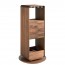 Mobile bar soggiorno in legno girevole a 360º, mobili salone porta bevande con 3 cassetti laterali.