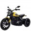 Motocicletta elettrica per bambini Ducati Scrambler Icon gialla con batteria 6 Volt. Moto da corsa per bambino con tre ruote, luci e suoni.