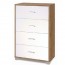Cassettiera noce e bianca con 4 cassetti in legno nobilitato. Armadio settimino ideale per ufficio e camera da letto, dimensioni 70x41x112h cm.