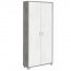 Mobile scarpiera multiuso cemento con 8 ripiani regolabili, dimensioni 83x29x190 cm. Armadio Scarpiere con due ante bianco fiammato, ideale in bagno o in lavanderia come portascope. 