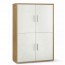 Mobile multiuso noce con 4 ripiani regolabili. Armadi ufficio con 4 ante bianche, misure 161x108x41 cm.