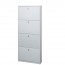 Armadio scarpiera slim con 4 ripiani a ribalta. Scarpiere armadietto salvaspazio quattro ante in legno colore bianco fiammato, dimensioni 63x18x154 cm.