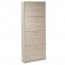 Armadio scarpiera slim con 4 ripiani a ribalta. Scarpiere armadietto salvaspazio quattro ante in legno colore olmo chiaro, dimensioni 63x18x154 cm.