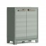 Armadio tuttopiani basso da esterno grigio verde con 2 ripiani regolabili. Armadietto multiuso impermeabile da giardino con chiusura lucchettabile H100x80x44.