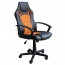 Poltrona ufficio ergonomica professionale in similpelle arancione e nera. Poltrone gaming economiche per scrivania, con braccioli, schienale e ruote.