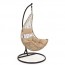 Poltrona pensile da giardino in rattan con cuscino marrone. Poltrone sospese per terrazzo esterno, ideali anche per interni.