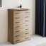 Cassettiera noce naturale con 7 cassetti in legno nobilitato. Mobile settimini ideale per camerette e camera da letto, dimensioni 76x41x127H cm.