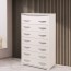 Cassettiera bianco frassinato con 7 cassetti in legno nobilitato. Mobile settimini ideale per camerette e camera da letto