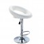 Sgabello cucina bar in ecoepelle bianco con struttura in acciaio cromato, sgabelli bianchi girevoli ufficio con schienale e poggiapiedi.