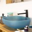 Lavabo bagno da appoggio moderno in resina, lavandino sospeso rettangolare blu misure 55x40,5x16h cm.