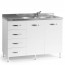 Sottolavello cucina montato con ante 120 cm bianco frassinato. Mobili sottolavelli per cucine componibili con quattro cassetti, lavello e miscelatore. 