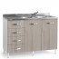 Sottolavello cucina montato con ante olmo 120 cm. Mobili sottolavelli per cucine componibili con quattro cassetti.