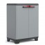 Armadio tuttopiani da esterno grigio con 1 ripiano regolabile. Armadietto multiuso da giardino con predisposizione per lucchetto, misure H90x68x39
