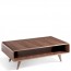 Tavolino rettangolare salotto dal design moderno in legno impiallacciato in noce naturale. Tavolini soggiorno con con gambe in legno impiallacciato noce naturale.