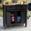 Tavolino barbecue in resina per esterno con cassetti e 2 ante colore grafite. Tavolini da giardino per grigliate,