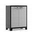 Armadio tuttopiani da esterno grigio con 2 ripiani regolabili. Armadietto multiuso da giardino nero con predisposizione per lucchetto, misure H100x80x44 